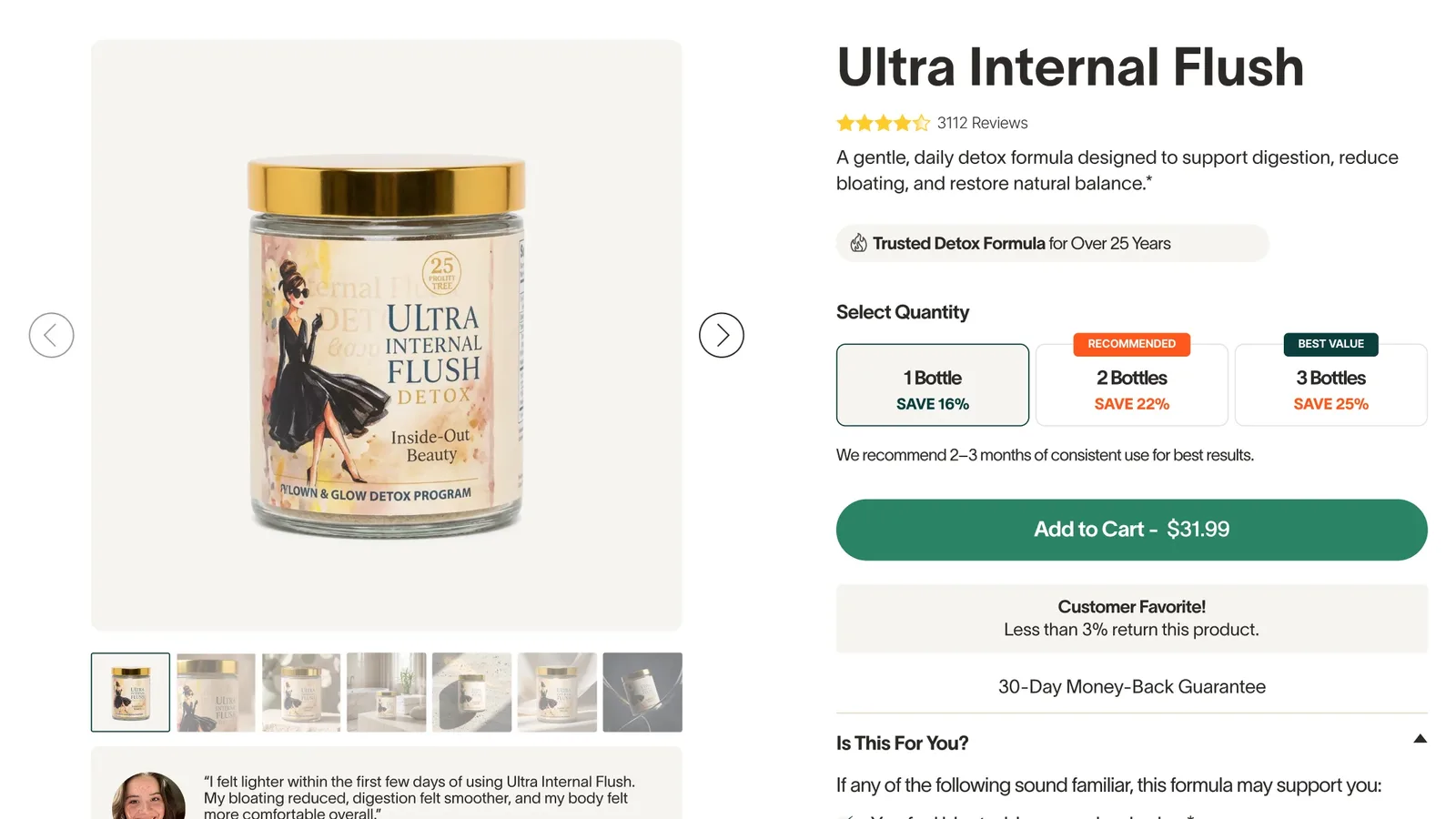 Example product page used in the walkthrough